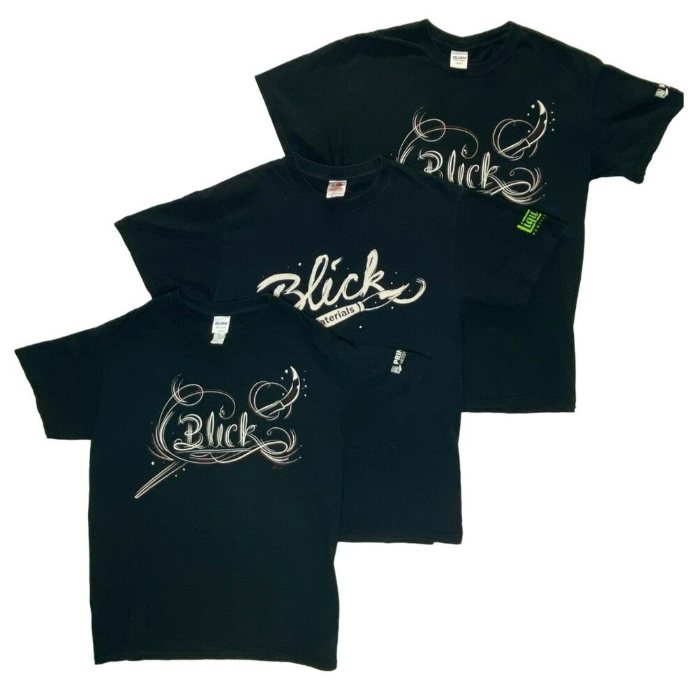 Vintage Blick T-Shirts 3 Black Adult M Artist Art Gildan Fruit of the Loom